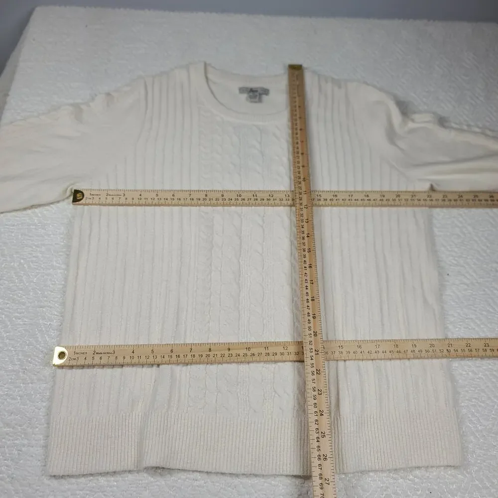 Fisherman minimalist cable knit Ivory sweater Bass SZ XL Cozycore nautical